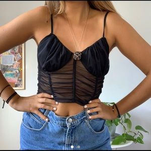 Tiger Mist black mesh crop top size Medium